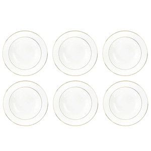 Jogo 6 Pratos Sobremesa Porcelana 19cm Majesty Gold Branco