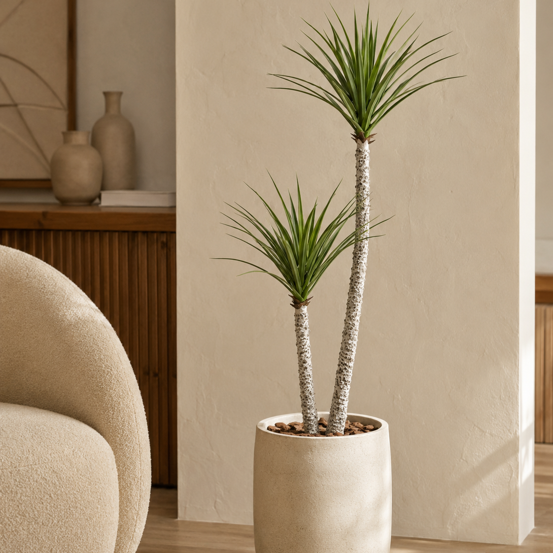 Planta Artificial Sisal com Vaso Duplo Tronco 116cm Toque Real