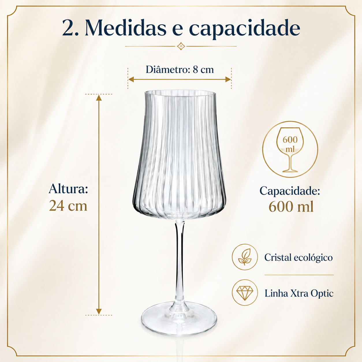 Jogo de 6 tacas para agua Xtra Optic em cristal ecologico 560ml