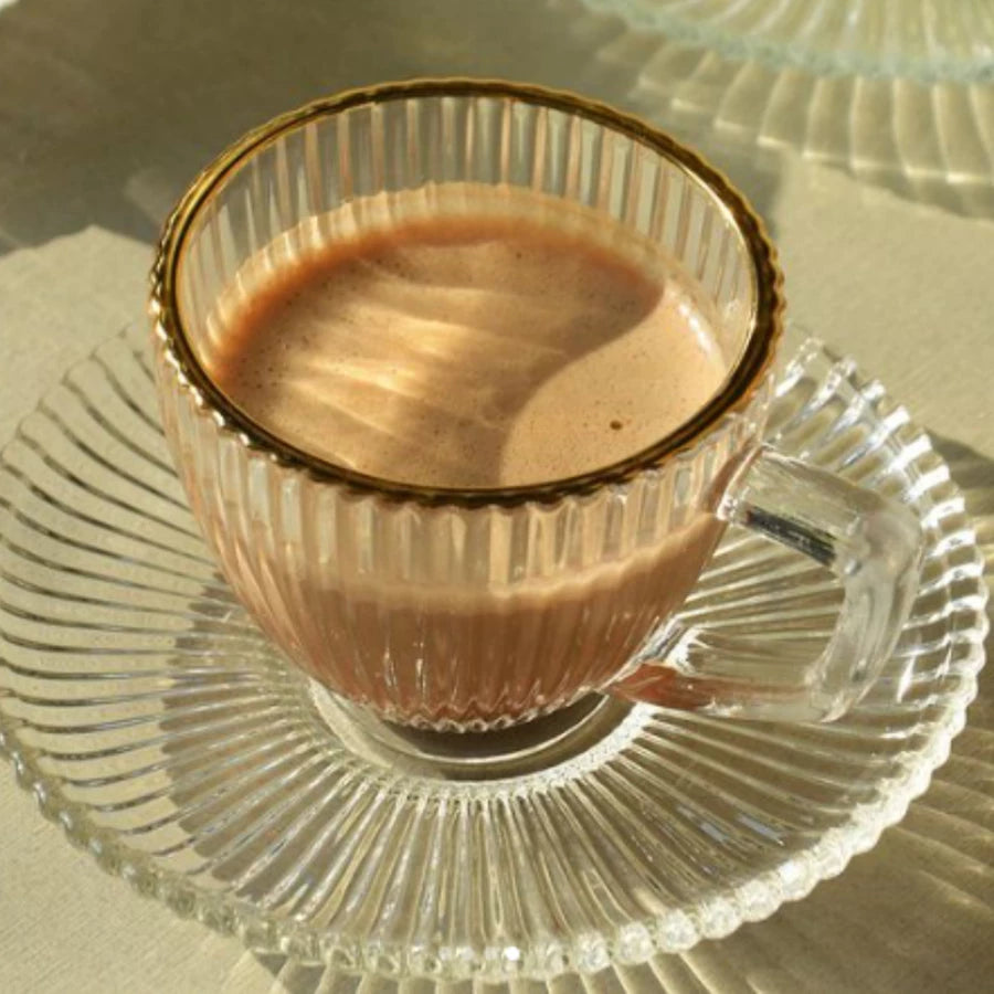 Jogo de 6 Xícaras de Vidro Graffiato Borda Dourada para Café 90ml