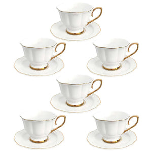 Jogo de 6 xícaras p/café Mon Charman com borda dourada (90ml) branco