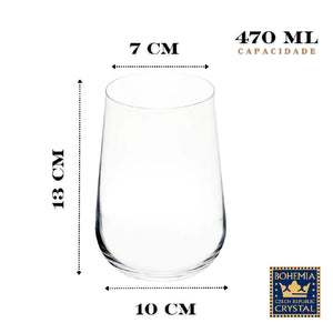 Jogo de 6 Copos Ardea em Cristal Ecológico 470ml - Bohemia