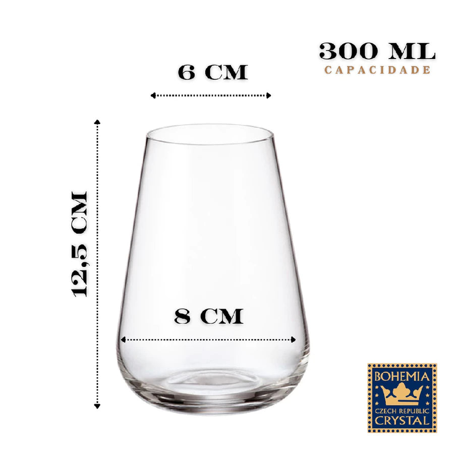 Jogo de 6 Copos Ardea em Cristal Ecológico 300ml - Bohemia