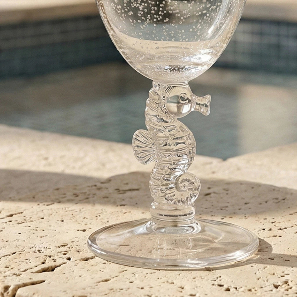 Jogo de 6 Taças de Água e Vinho em Acrílico Estampa Fundo do Mar