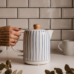 Chaleira Elétrica de Porcelana Elegance Listrada Azul 1L