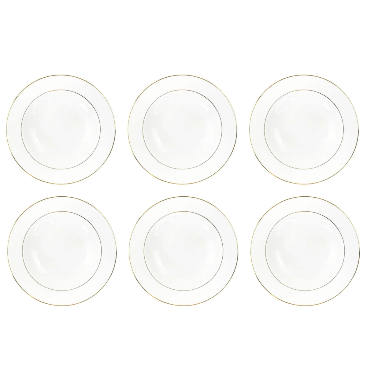 Jogo 6 Pratos Sobremesa Porcelana 19cm Majesty Gold Branco
