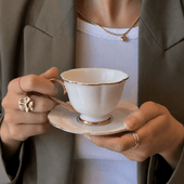 Jogo de 6 xícaras p/café Mon Charman com borda dourada (90ml) branco
