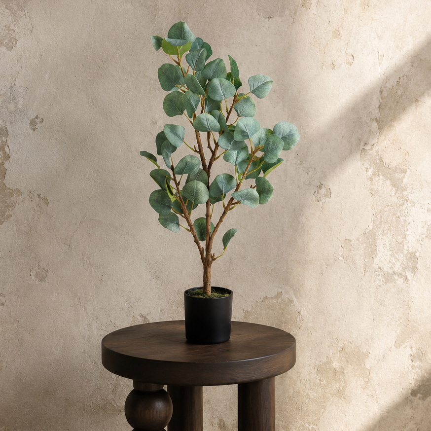 Planta Artificial Eucalipto Toque Real com Vaso 65cm