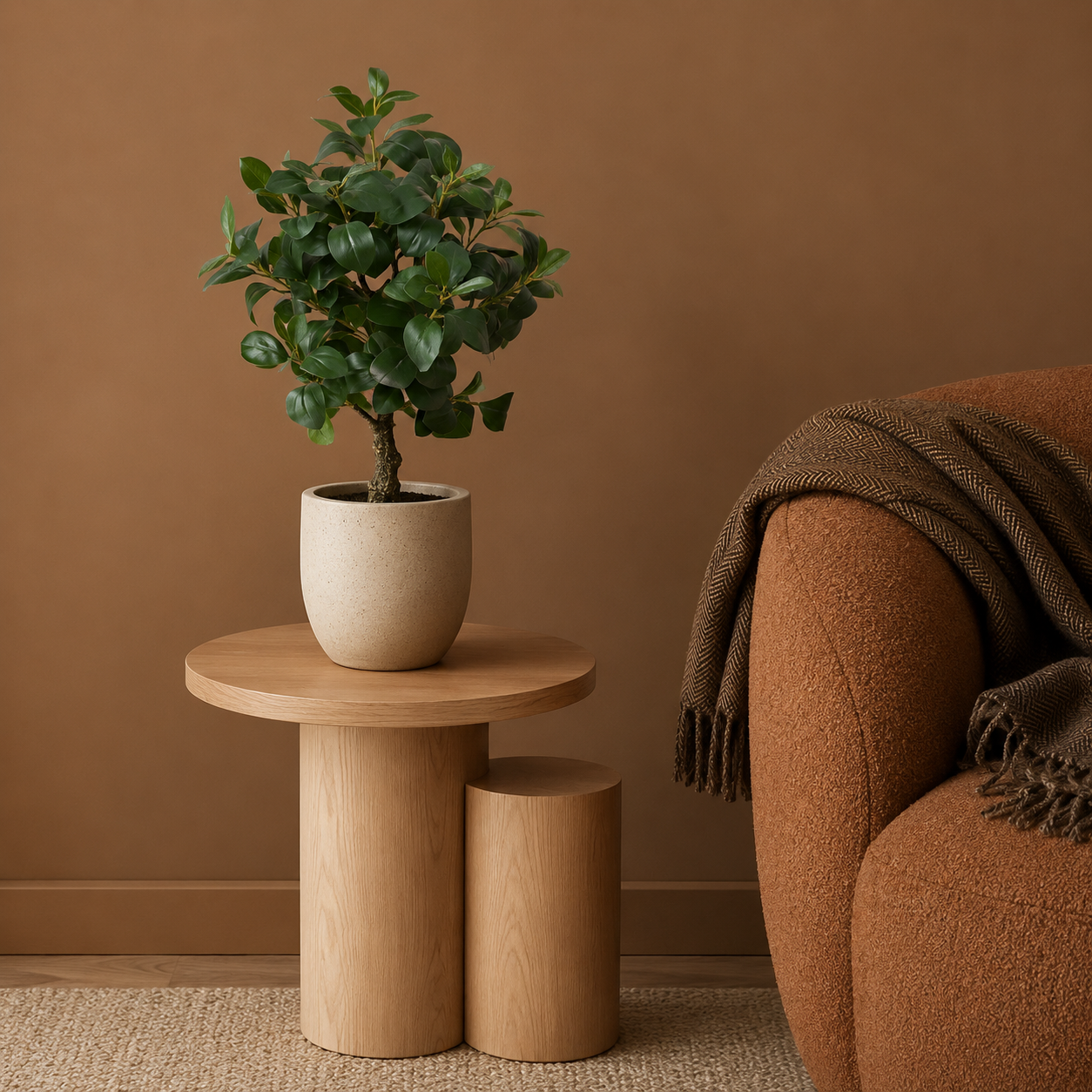 Planta Artificial Agrião com Vaso Mini Árvore 65x45cm Toque Real