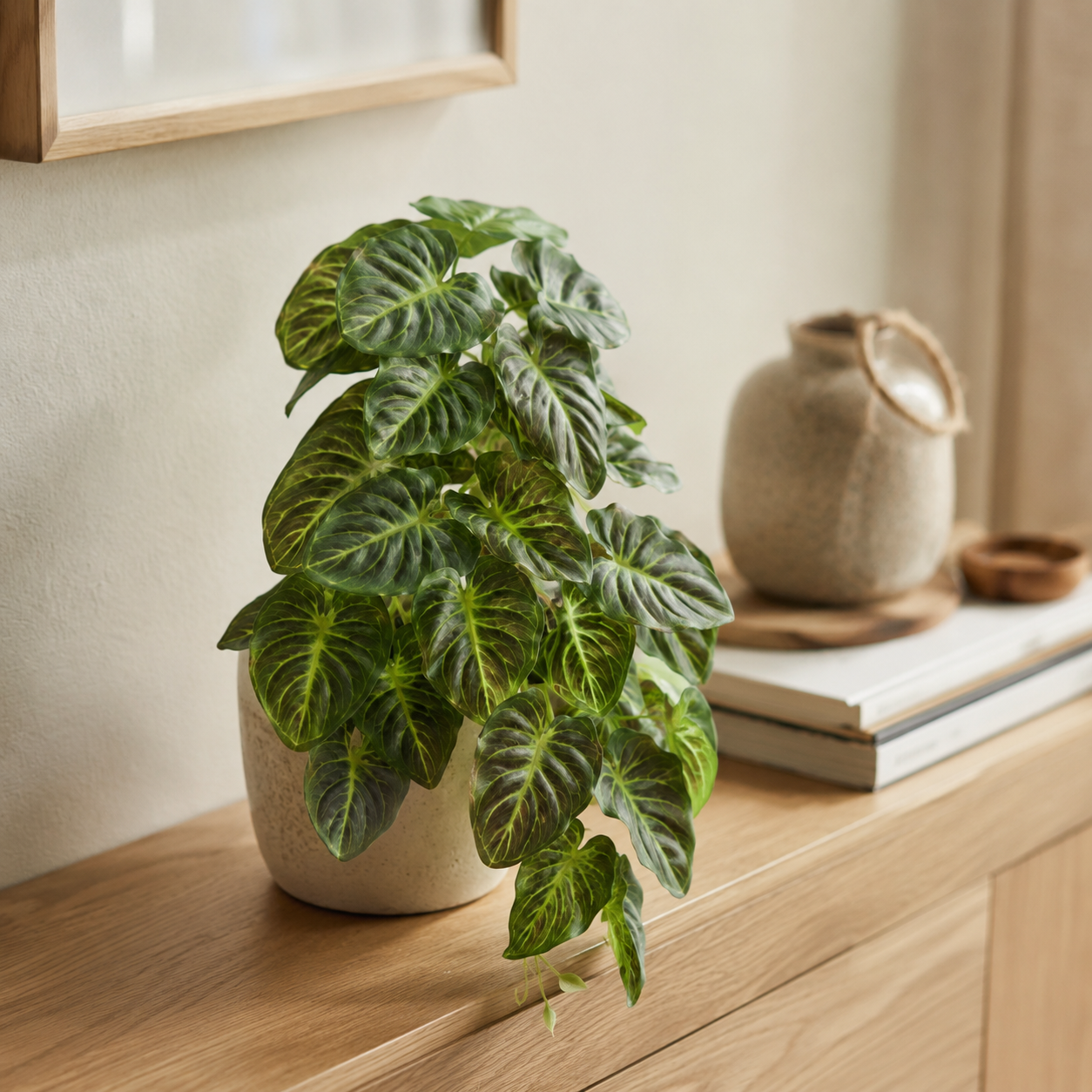 Planta Pendente Jiboia Artificial Toque Real Mini 25 Folhas 33x18cm