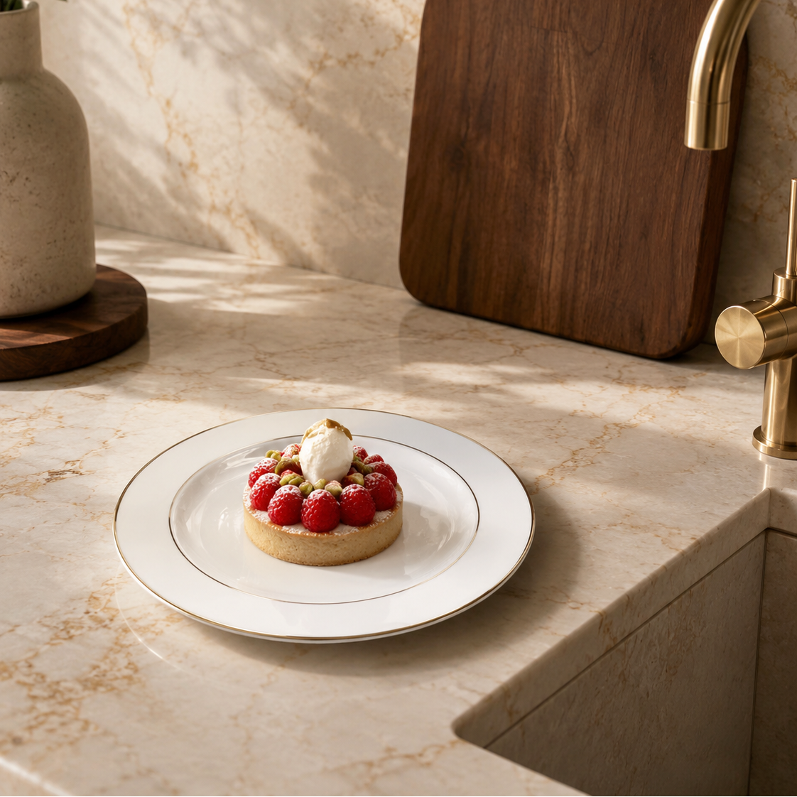 Jogo 6 Pratos Sobremesa Porcelana 19cm Majesty Gold Branco