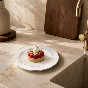 Jogo 6 Pratos Sobremesa Porcelana 19cm Majesty Gold Branco