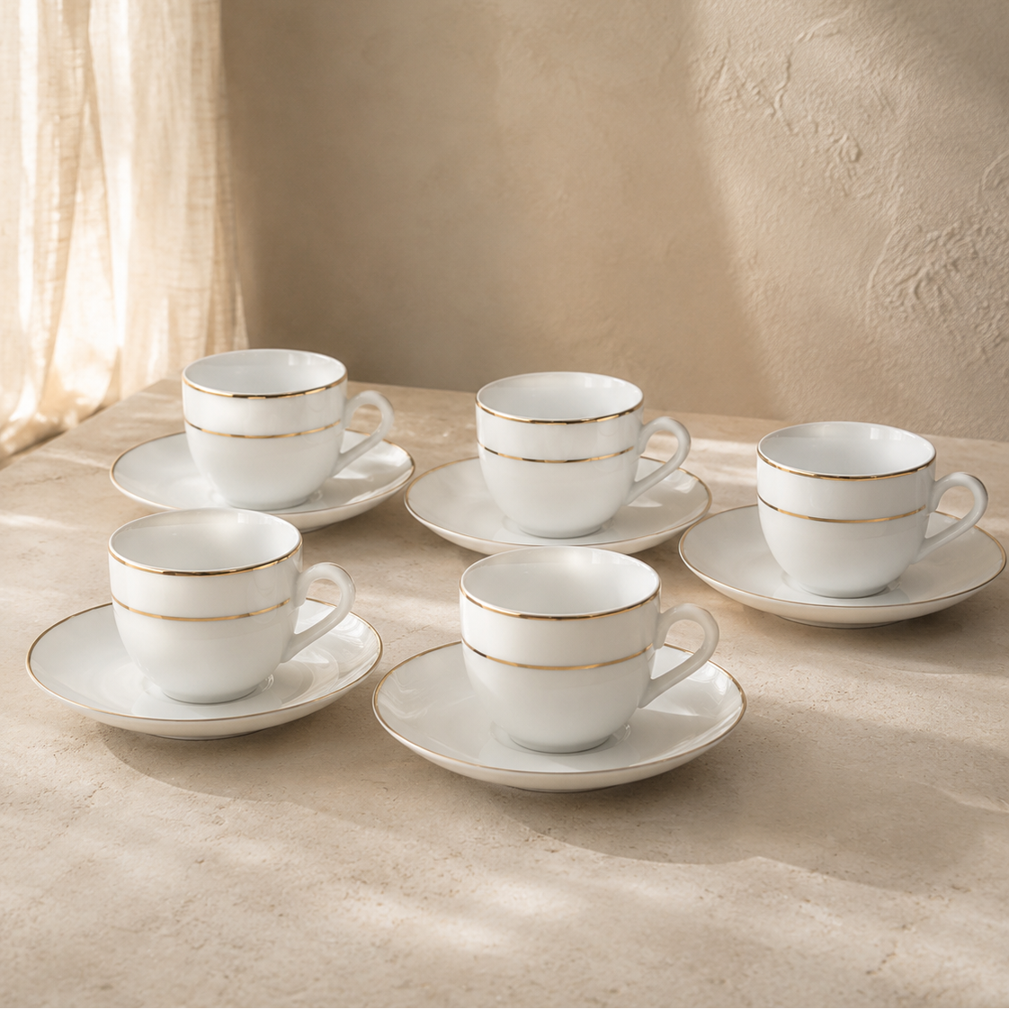 Jogo De 6 Xicaras E Pires Cafe Majesty Gold Em Porcelana 90ml