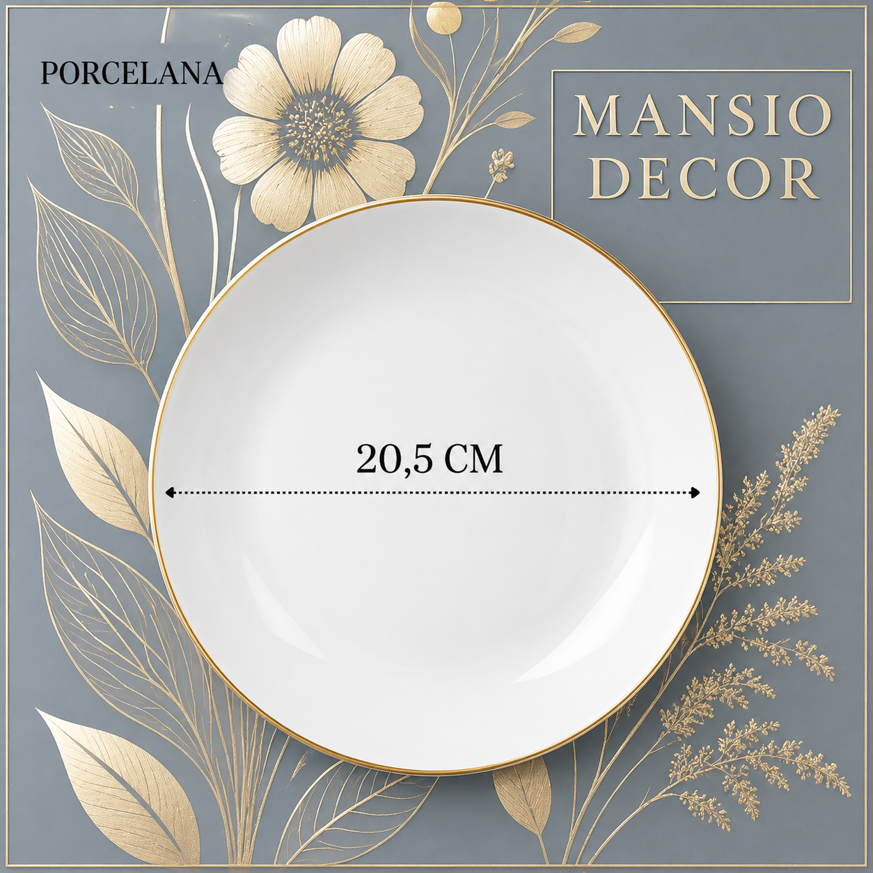 Jogo 6 Pratos Fundo Legacy Gold Em Porcelana D20,5cm
