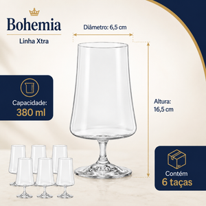 Jogo de 6 taças para cerveja Xtra em cristal ecologico 380ml