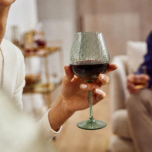 Jogo de 6 Taças de Água e Vinho em Acrílico Detalhe Bolhas Verde 680ml