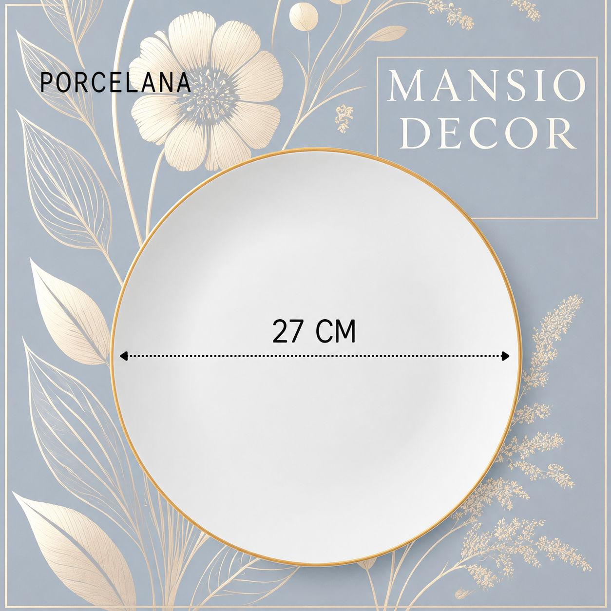 Jogo 6 Pratos Raso Porcelana Borda Dourada 27cm Legacy Gold