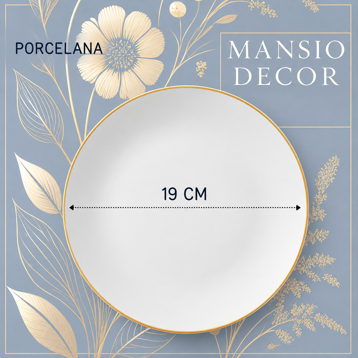 Jogo 6 Pratos Sobremesa Porcelana 19cm Legacy Gold