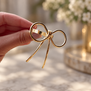 Jogo 4 Anéis de Guardanapo Porta Guardanapos Argola Metal Laço Aramado Dourado Mesa Posta