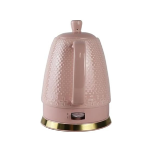 Chaleira Elétrica de Porcelana Elegance Rosa Flor e Poá com Base Dourada 1,5L
