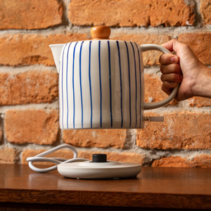 Chaleira Elétrica de Porcelana Elegance Listrada Azul 1L