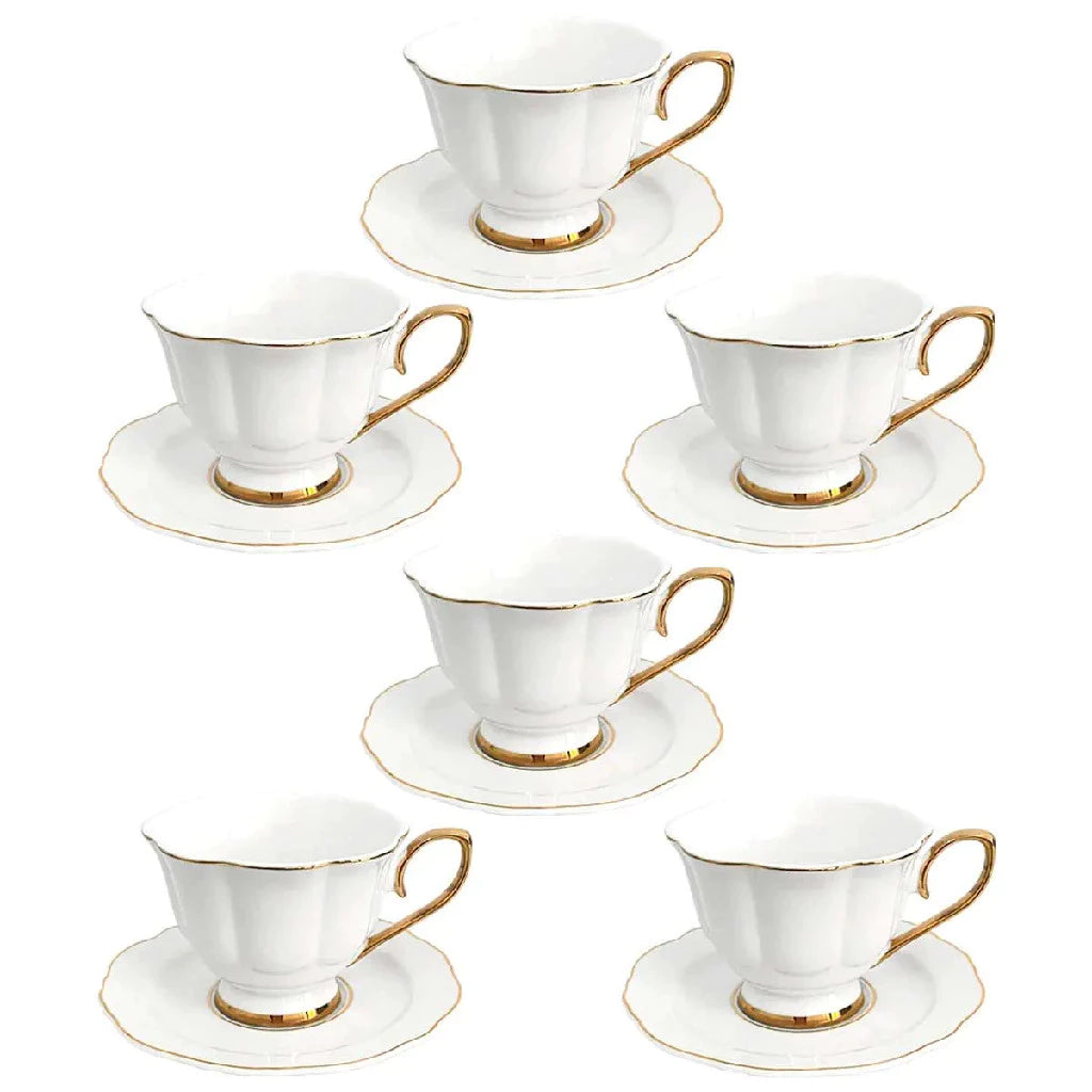 Jogo de 6 xícaras p/café Mon Charman com borda dourada (90ml) branco