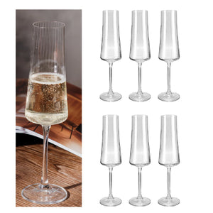 Jogo de 6 tacas para champanhe Xtra Optic em cristal ecologico canelado 210ml