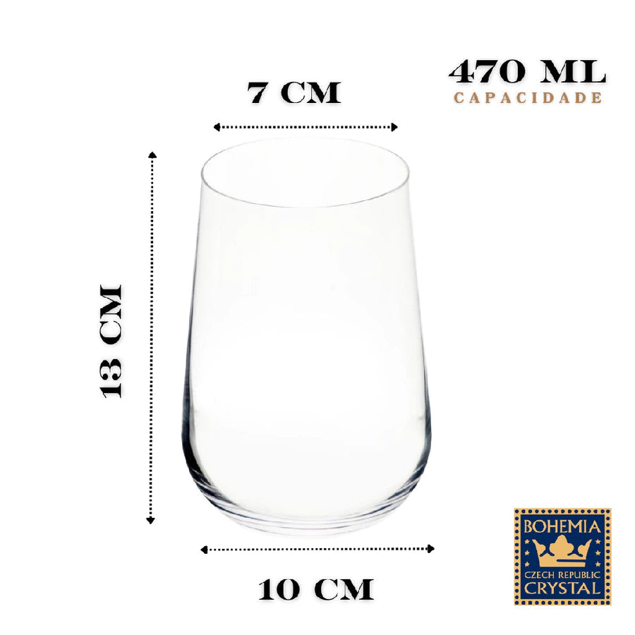 Jogo de 6 Copos Ardea em Cristal Ecológico 470ml - Bohemia