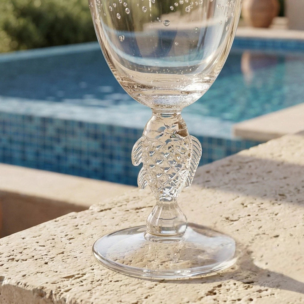 Jogo de 6 Taças de Água e Vinho em Acrílico Estampa Fundo do Mar